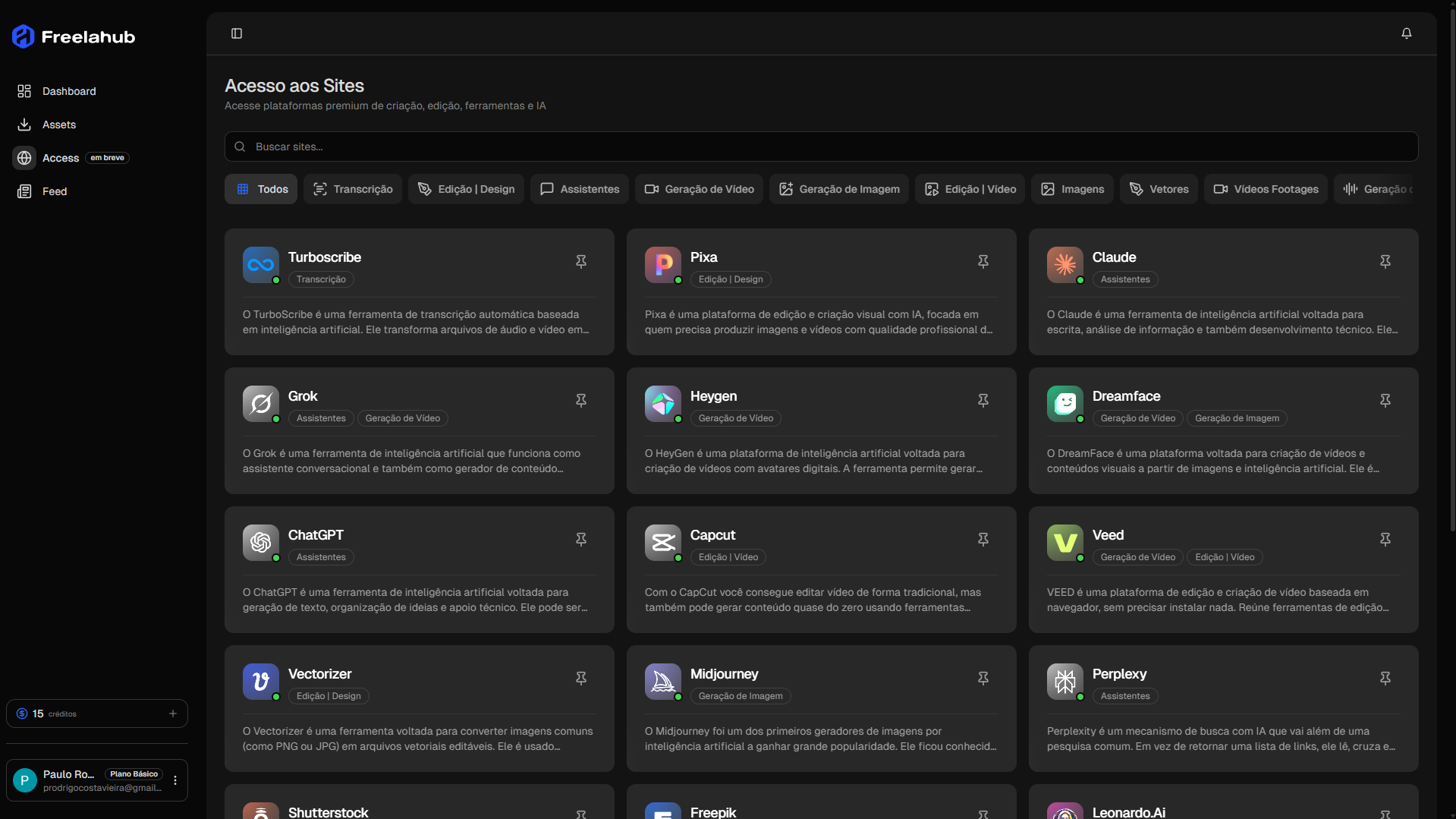 FreelaHub — Acesso aos Sites